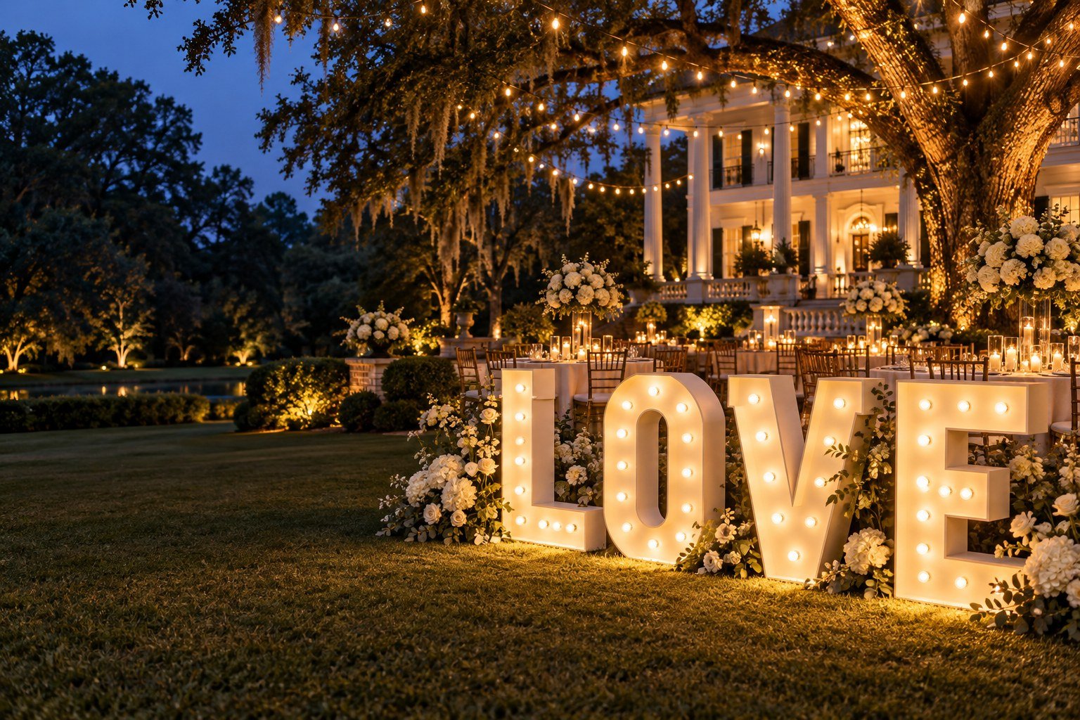 Illustrative LOVE lighted letter display