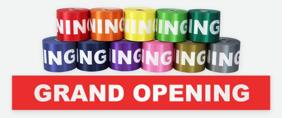 Grand Opening ribbon in a selection of colors