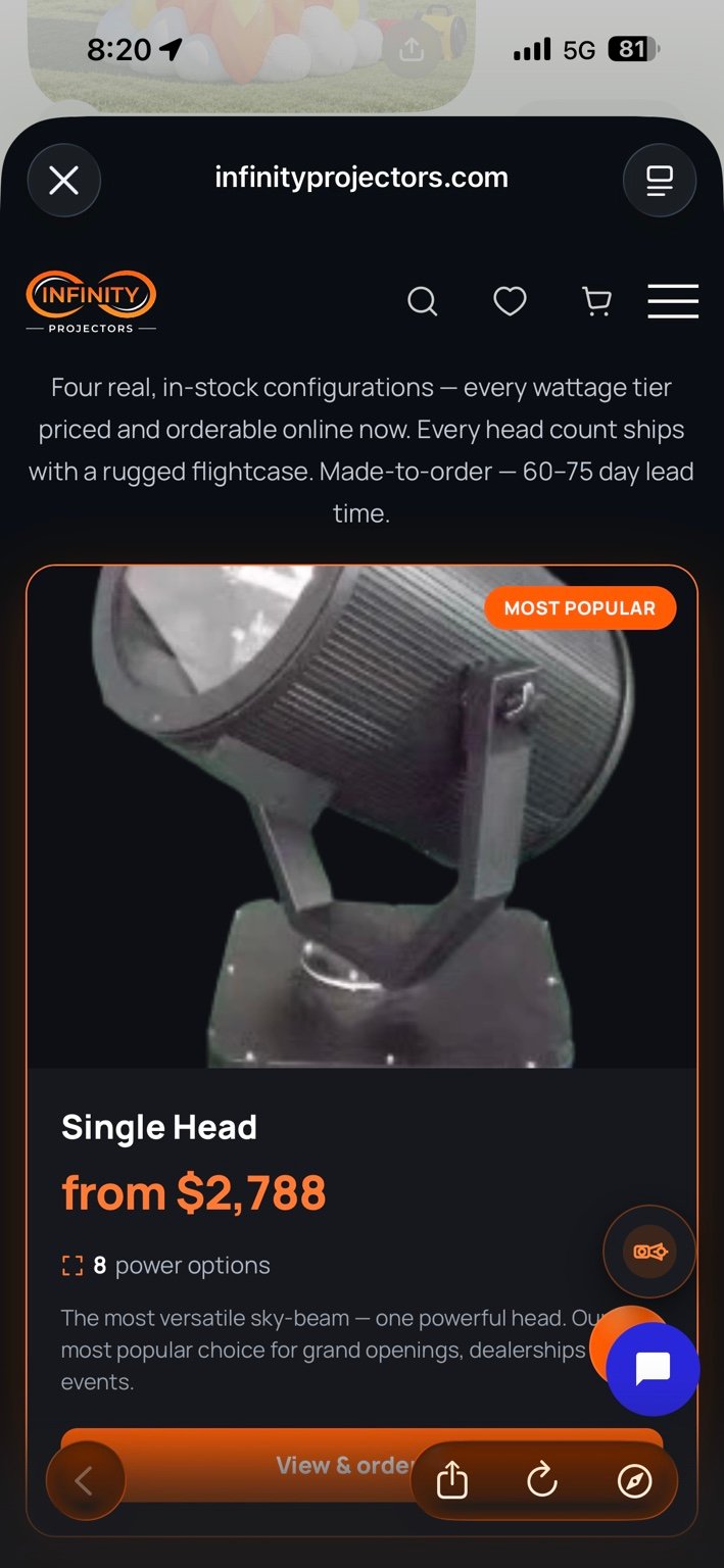Promotional Searchlights promotional display